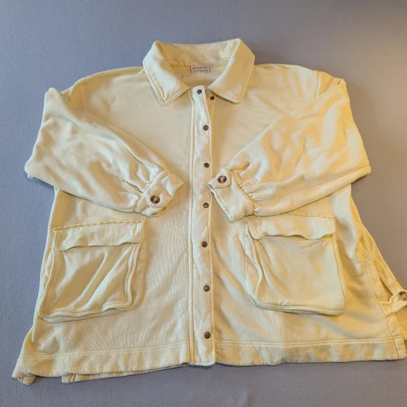 Free People We The Free Alexa Sweatshirt Jacket in Flan Yellow Boho Chic XL - Picture 9 of 16